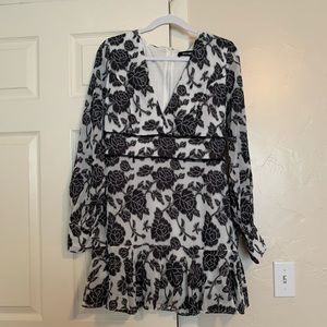 Black + White Floral Dress
